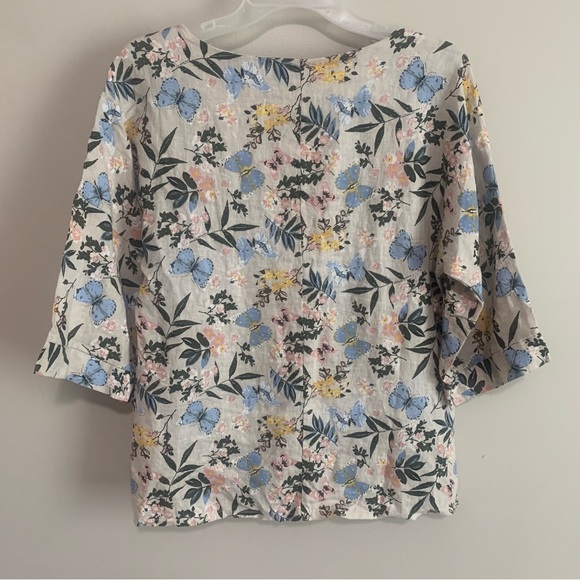 Laura Bianchi Italy Floral 100% Linen Tunic Top - Picture 6 of 11